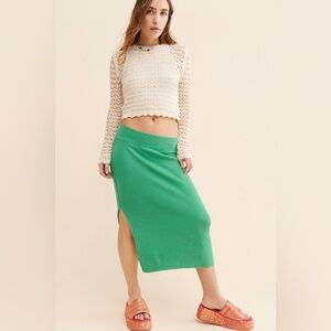 Free People Golden Hour Midi Skirt in Green